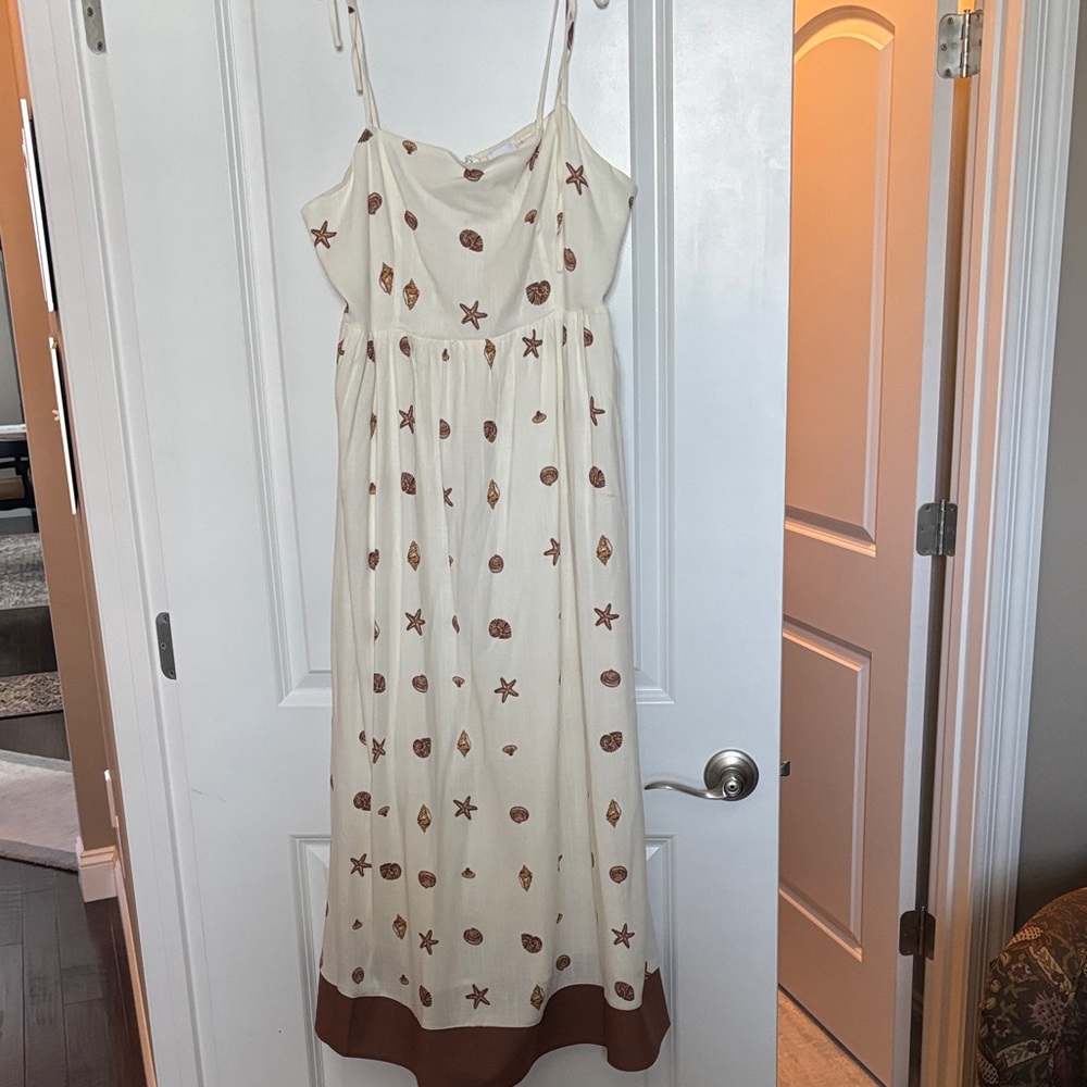 Sugarlips Cream and Brown Patterned Maxi sun Dress